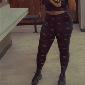Nike Women’s Plus Gold black logo leggings